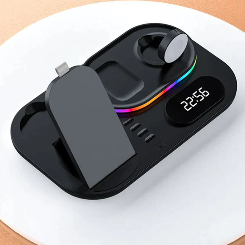 5 in 1 - Wireless Charging Dock With Digital Clock